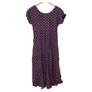 VTG All That Jazz scoop neck short sleeve dark floral maxi dress 11/12